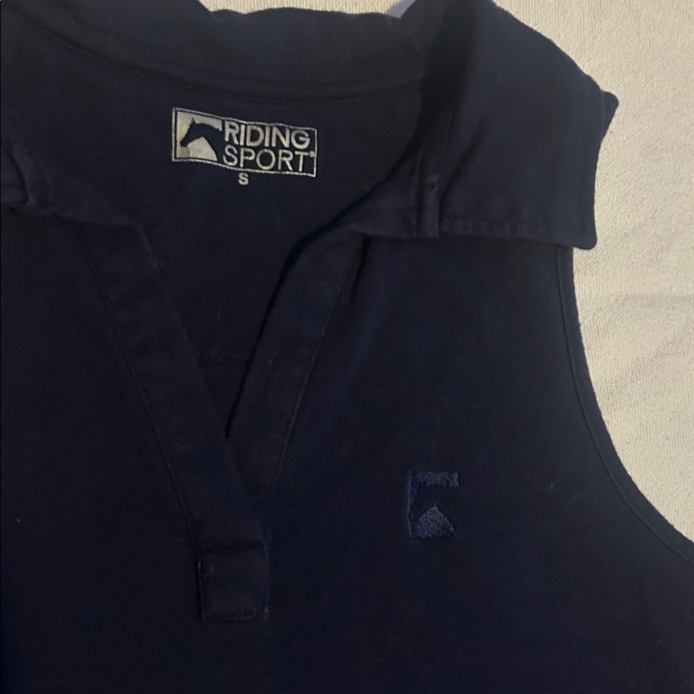 Navy Collared V-Neck Tank Top - Picture 2 of 16